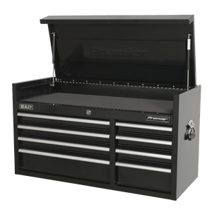 Sealey PTB104008 Premier™ Heavy-Duty Extra-Wide Topchest 8 Drawer 1040mm - Black - PTB104008 - Sealey Tools UK - Trade Counter Direct