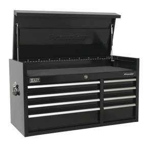 Sealey PTB104008 Premier™ Heavy-Duty Extra-Wide Topchest 8 Drawer 1040mm - Black - PTB104008 - Sealey Tools UK - Trade Counter Direct