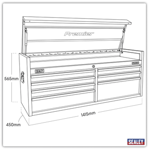 Sealey PTB141507 Premier™ Heavy-Duty Extra-Wide Topchest 7 Drawer 1415mm - Black - PTB141507 - Sealey Tools UK - Trade Counter Direct
