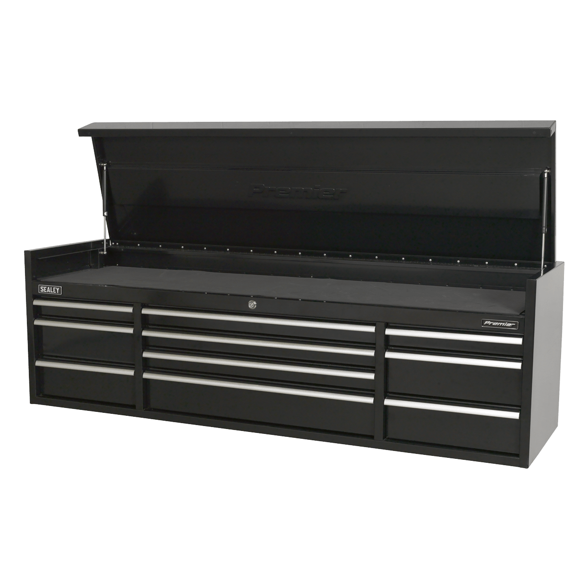 Sealey PTB181510 Premier™ Heavy-Duty Extra-Wide Topchest 10 Drawer 1830mm - Black - PTB181510 - Sealey Tools UK - Trade Counter Direct