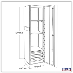 Sealey PTB39003 Premier™ Heavy-Duty Hang-On Locker 3 Drawer - PTB39003 - Sealey Tools UK - Trade Counter Direct