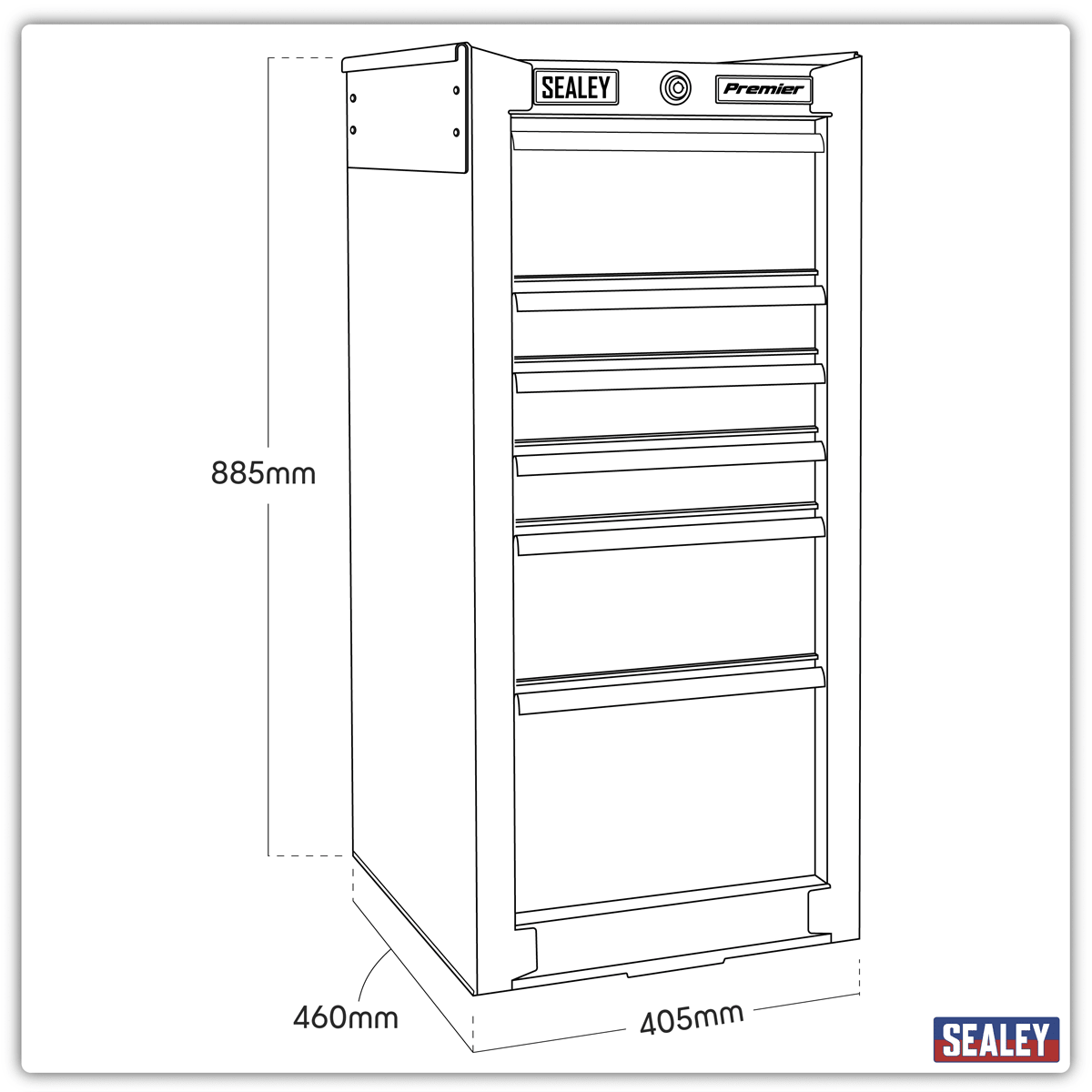 Sealey PTB40506 Premier™ Heavy-Duty Hang-On Locker 6 Drawer - PTB40506 - Sealey Tools UK - Trade Counter Direct