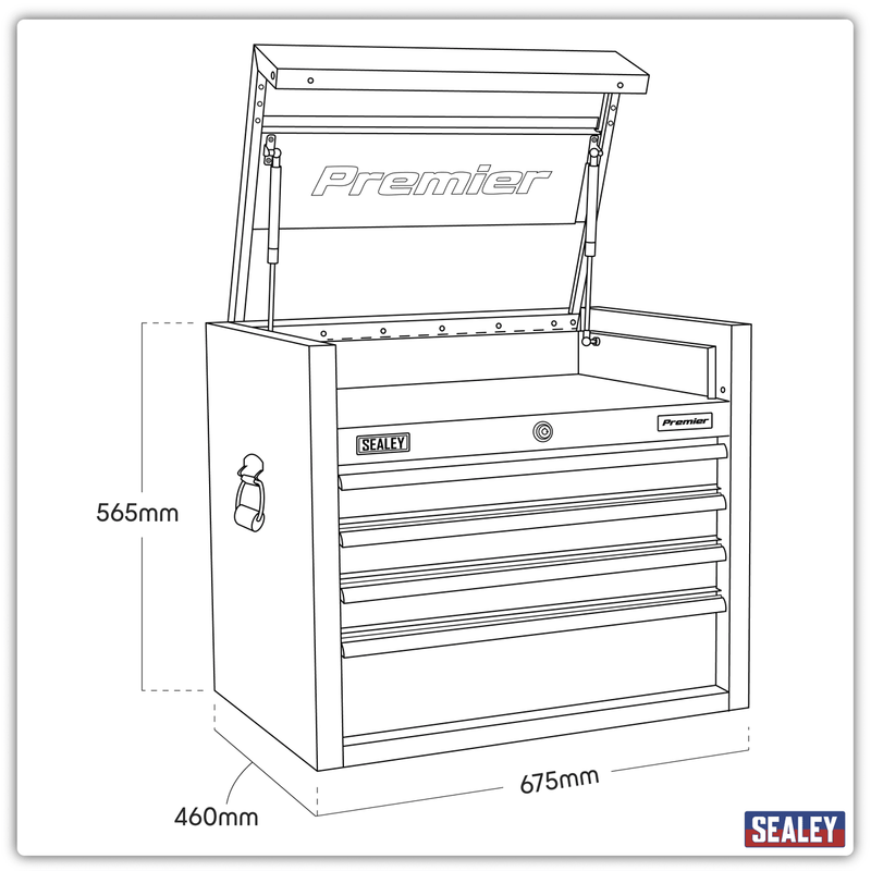 Sealey PTB66004SS Premier™ Heavy-Duty Topchest 4 Drawer 675mm - Stainless Steel - PTB66004SS - Sealey Tools UK - Trade Counter Direct