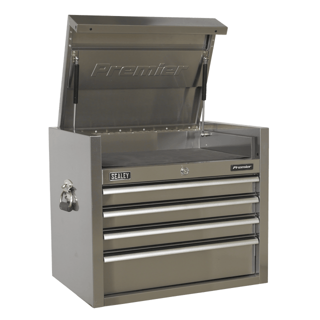 Sealey PTB66004SS Premier™ Heavy-Duty Topchest 4 Drawer 675mm - Stainless Steel - PTB66004SS - Sealey Tools UK - Trade Counter Direct