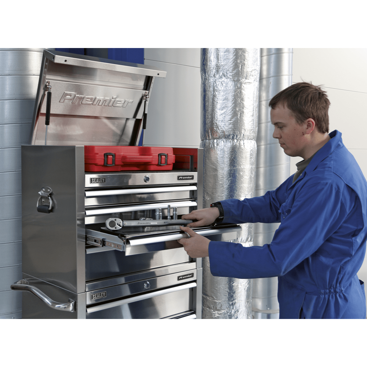 Sealey PTB66004SS Premier™ Heavy-Duty Topchest 4 Drawer 675mm - Stainless Steel - PTB66004SS - Sealey Tools UK - Trade Counter Direct