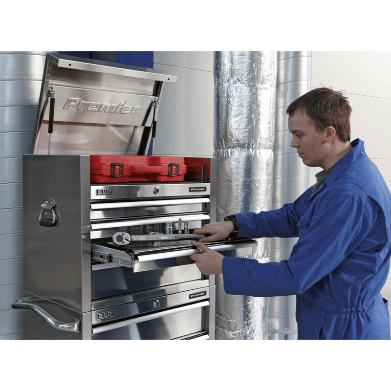 Sealey PTB66004SS Premier™ Heavy-Duty Topchest 4 Drawer 675mm - Stainless Steel - PTB66004SS - Sealey Tools UK - Trade Counter Direct