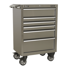 Sealey PTB67506SS Rollcab 6 Drawer 675mm Stainless Steel Heavy - Duty - PTB67506SS - Sealey Tools UK - Trade Counter Direct