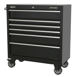 Sealey PTB93006 Premier™ Heavy-Duty Rollcab 930mm 6 Drawer - Black - PTB93006 - Sealey Tools UK - Trade Counter Direct