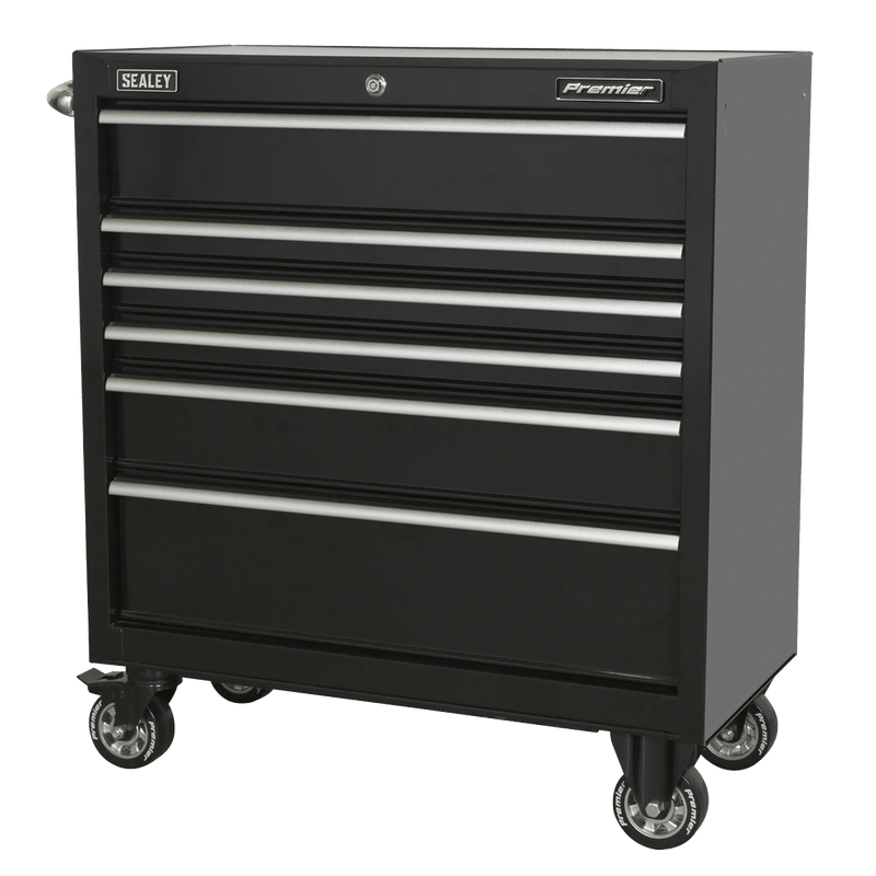 Sealey PTB93006 Premier™ Heavy-Duty Rollcab 930mm 6 Drawer - Black - PTB93006 - Sealey Tools UK - Trade Counter Direct