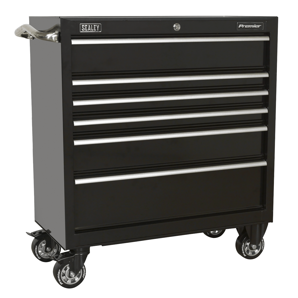 Sealey PTB93006 Premier™ Heavy-Duty Rollcab 930mm 6 Drawer - Black - PTB93006 - Sealey Tools UK - Trade Counter Direct