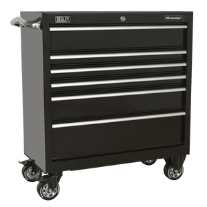 Sealey PTB93006 Premier™ Heavy-Duty Rollcab 930mm 6 Drawer - Black - PTB93006 - Sealey Tools UK - Trade Counter Direct