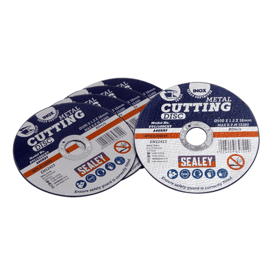 Sealey PTC/100CET5 100 x 1.2mm Cutting Disc 16mm Bore - Pack of 5 - PTC/100CET5 - Sealey Tools UK - Trade Counter Direct