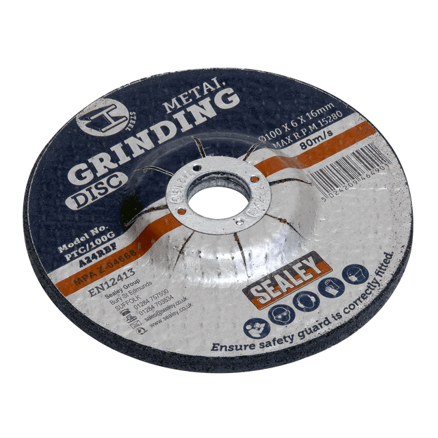 Sealey PTC/100G Grinding Disc Ø100 x 6mm Ø16mm Bore - PTC/100G - Sealey Tools UK - Trade Counter Direct