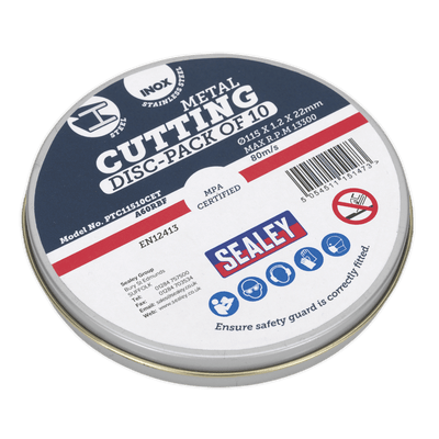 Sealey PTC11510CET Cutting Disc Ø115 x 1.2mm Ø22mm Bore Pack of 10 - PTC11510CET - Sealey Tools UK - Trade Counter Direct