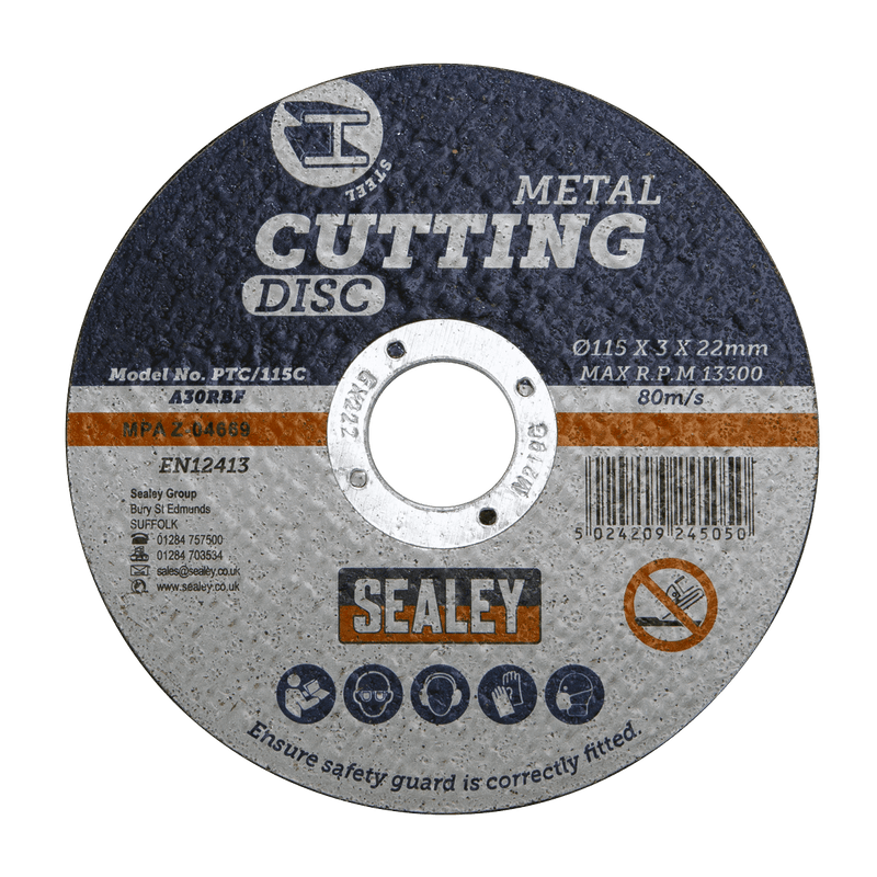Sealey PTC/115C 115 x 3mm Cutting Disc 22mm Bore - PTC/115C - Sealey Tools UK - Trade Counter Direct