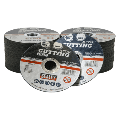 Sealey PTC/115CET100 Cutting Disc Pack of 100 Ø115 x 1.2mm Ø22mm Bore - PTC/115CET100 - Sealey Tools UK - Trade Counter Direct