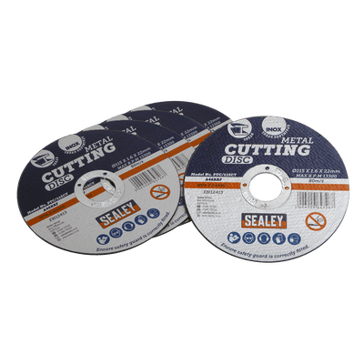 Sealey PTC/115CT5 115 x 1.6mm Cutting Disc 22mm Bore - Pack of 5 - PTC/115CT5 - Sealey Tools UK - Trade Counter Direct