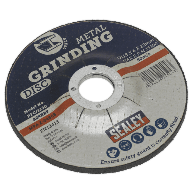 Sealey PTC/115G Grinding Disc Ø115 x 6mm Ø22mm Bore - PTC/115G - Sealey Tools UK - Trade Counter Direct