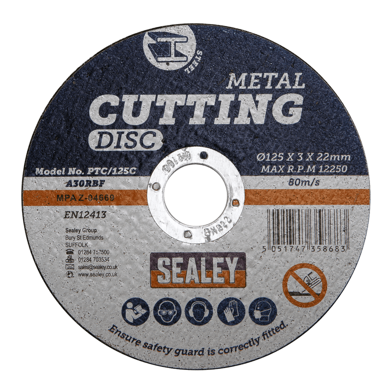 Sealey PTC/125C 125 x 3mm Cutting Disc 22mm Bore - PTC/125C - Sealey Tools UK - Trade Counter Direct
