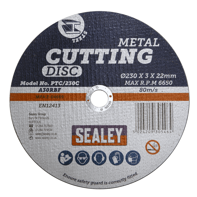 Sealey PTC/230C 230 x 3mm Cutting Disc 22mm Bore - PTC/230C - Sealey Tools UK - Trade Counter Direct