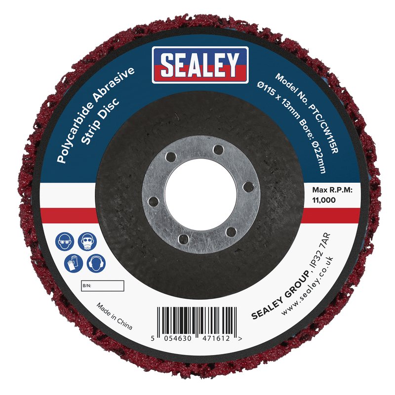 Sealey PTC/CW115R Polycarbide Abrasive Strip Disc 115 x 13 x 22mm - Red - PTC/CW115R - Sealey Tools UK - Trade Counter Direct