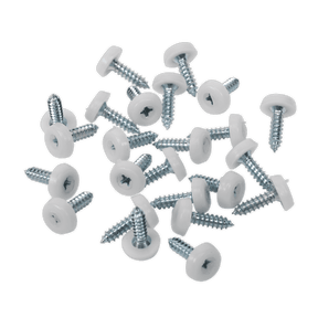 Sealey PTNP1 Numberplate Screw Plastic Enclosed Head 4.8 x 18mm White Pack of 50 - PTNP1 - Sealey Tools UK - Trade Counter Direct