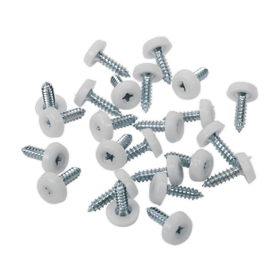 Sealey PTNP1 Numberplate Screw Plastic Enclosed Head 4.8 x 18mm White Pack of 50 - PTNP1 - Sealey Tools UK - Trade Counter Direct