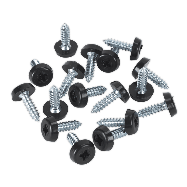 Sealey PTNP3 Numberplate Screw Plastic Enclosed Head 4.8 x 18mm Black Pack of 50 - PTNP3 - Sealey Tools UK - Trade Counter Direct