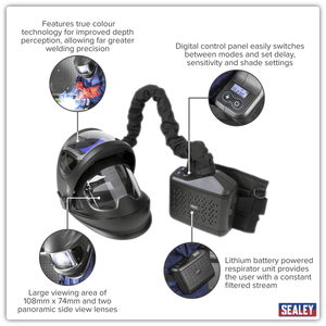 Sealey PWH618 Auto Darkening Welding Helmet with TH3 Powered Air Purifying Respirator (PAPR) - PWH618 - Sealey Tools UK - Trade Counter Direct
