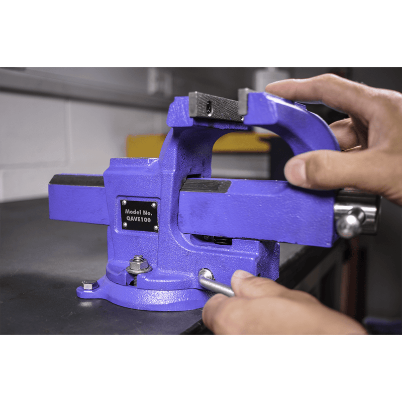 Sealey QAVE100 Quick Action SG Iron Vice with Swivel Base 100mm - QAVE100 - Sealey Tools UK - Trade Counter Direct