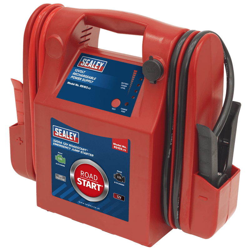 Sealey RS103 RoadStart Emergency Power Pack 12V 3200 Peak Amps - Mobile Power Systems - SLY-12950 - Sealey Tools UK - Trade Counter Direct