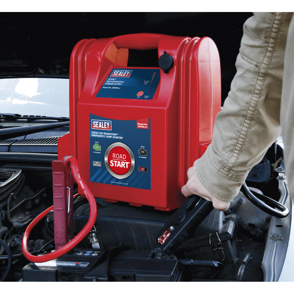 Sealey RS103 RoadStart Emergency Power Pack 12V 3200 Peak Amps - Mobile Power Systems - SLY-12950 - Sealey Tools UK - Trade Counter Direct