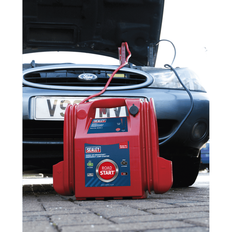 Sealey RS103 RoadStart Emergency Power Pack 12V 3200 Peak Amps - Mobile Power Systems - SLY-12950 - Sealey Tools UK - Trade Counter Direct