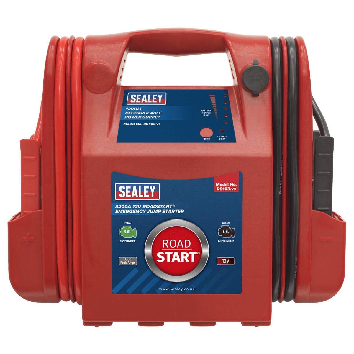 Sealey RS103 RoadStart Emergency Power Pack 12V 3200 Peak Amps - Mobile Power Systems - SLY-12950 - Sealey Tools UK - Trade Counter Direct