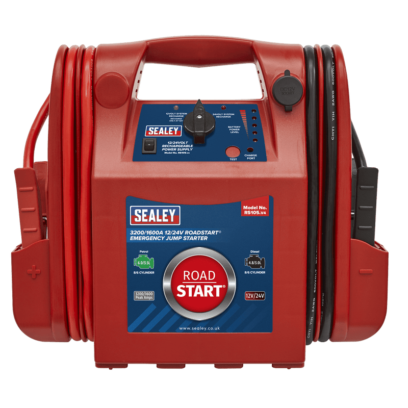 Sealey RS105 RoadStart Emergency Power Pack 12/24V 3200/1600 Peak Amps - Mobile Power Systems - SLY-12952 - Sealey Tools UK - Trade Counter Direct