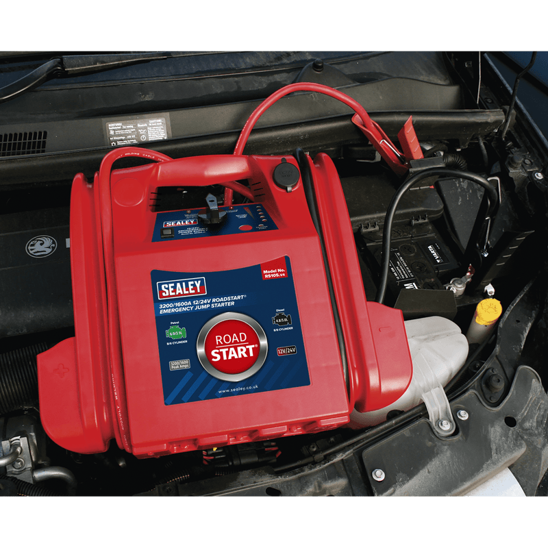 Sealey RS105 RoadStart Emergency Power Pack 12/24V 3200/1600 Peak Amps - Mobile Power Systems - SLY-12952 - Sealey Tools UK - Trade Counter Direct