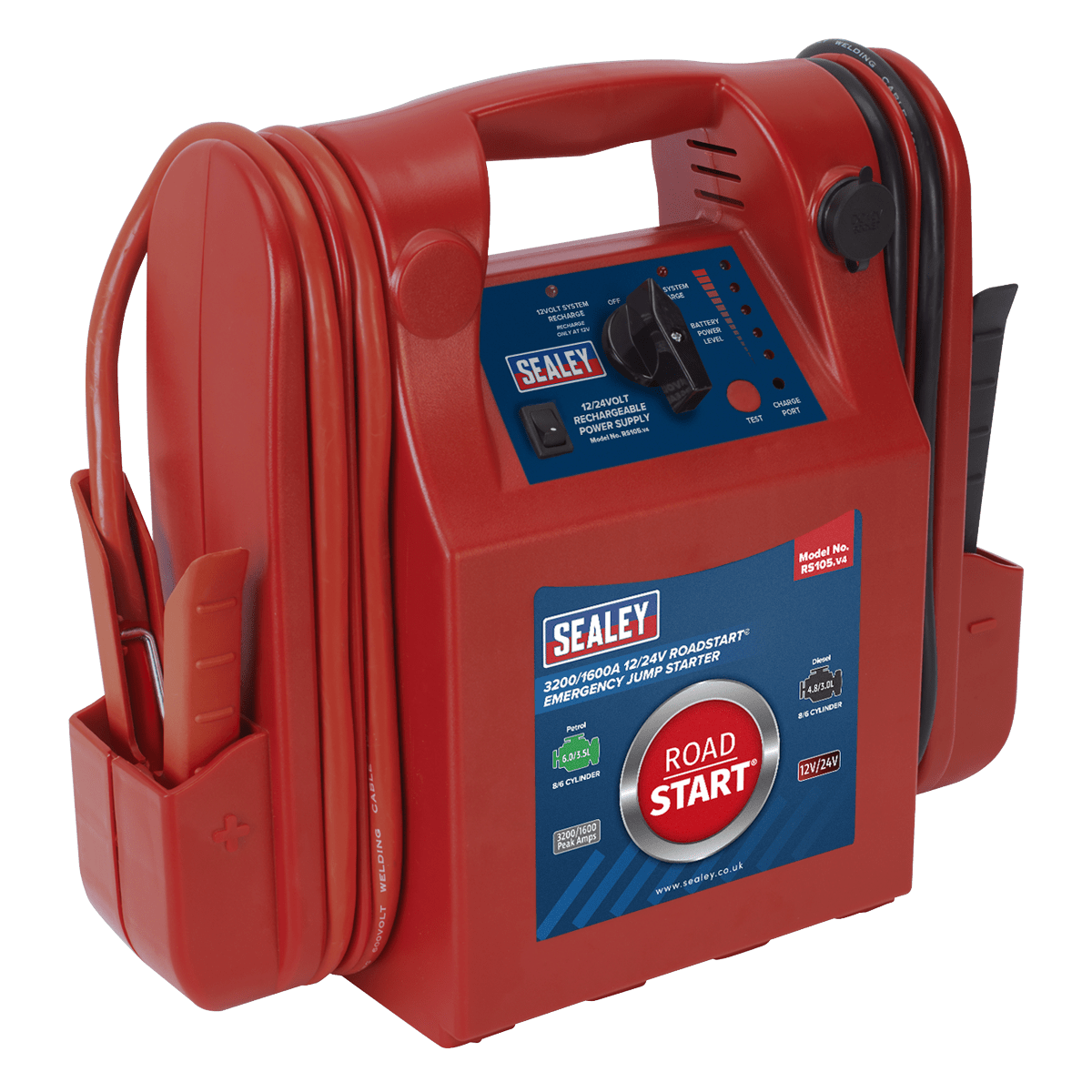 Sealey RS105 RoadStart Emergency Power Pack 12/24V 3200/1600 Peak Amps - Mobile Power Systems - SLY-12952 - Sealey Tools UK - Trade Counter Direct