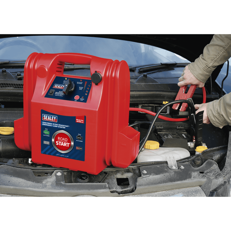 Sealey RS105 RoadStart Emergency Power Pack 12/24V 3200/1600 Peak Amps - Mobile Power Systems - SLY-12952 - Sealey Tools UK - Trade Counter Direct