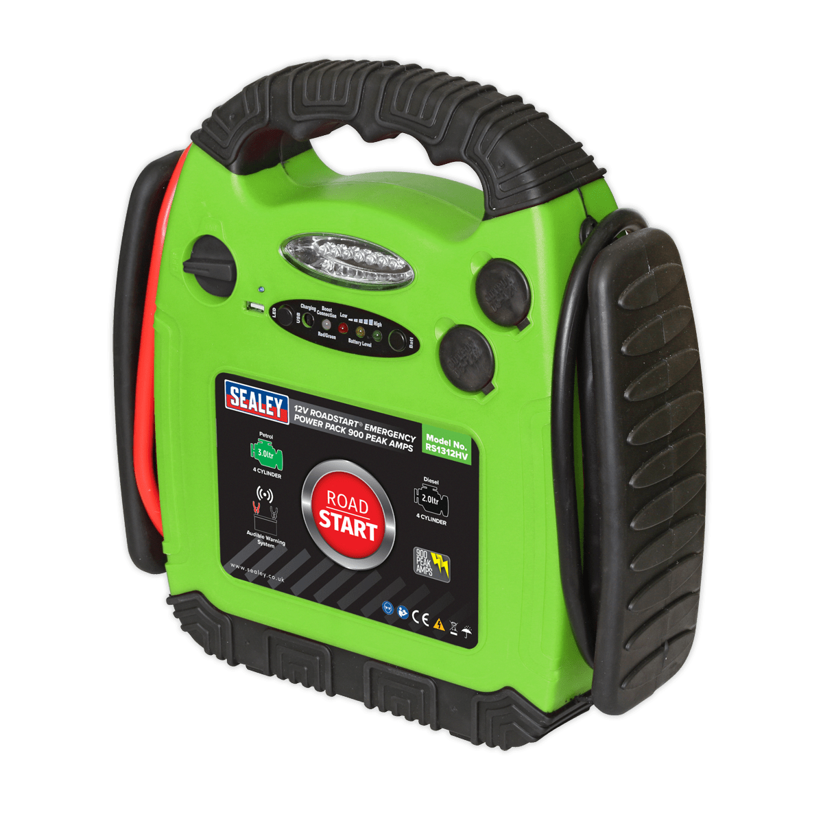 Sealey RS1312HV RoadStart® Emergency Jump Starter 12V 900 Peak Amps Hi - Vis Green - RS1312HV - Sealey Tools UK - Trade Counter Direct
