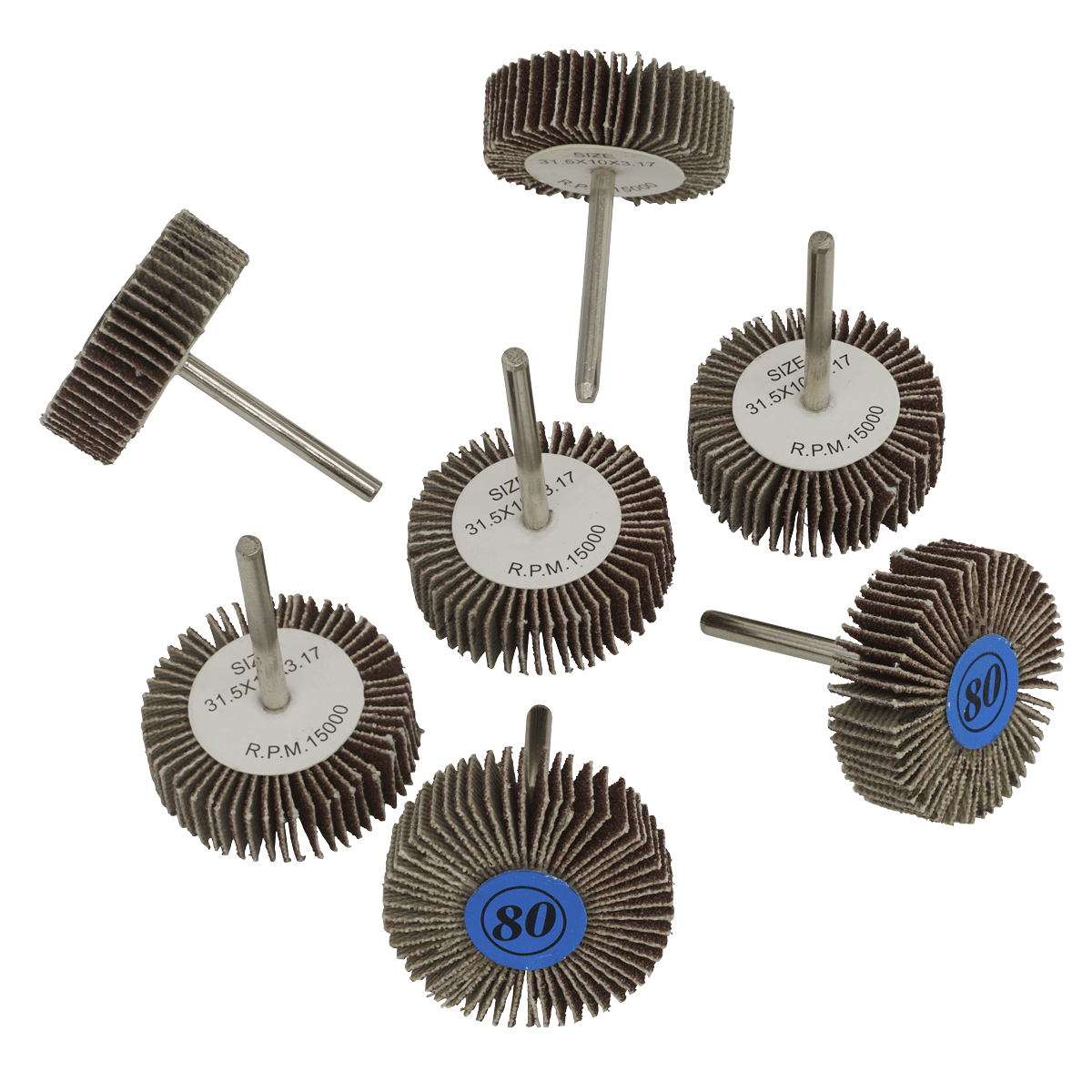 Sealey RTA7FW Rotary Tool Flap Wheel Set 7pc Ø30mm - RTA7FW - Sealey Tools UK - Trade Counter Direct