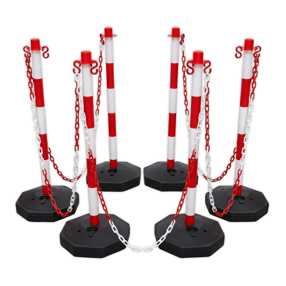 Sealey RWSBKIT Post & Chain Kit 25m - Red/White - RWSBKIT - Sealey Tools UK - Trade Counter Direct