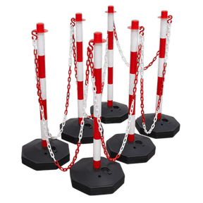 Sealey RWSBKIT Post & Chain Kit 25m - Red/White - RWSBKIT - Sealey Tools UK - Trade Counter Direct