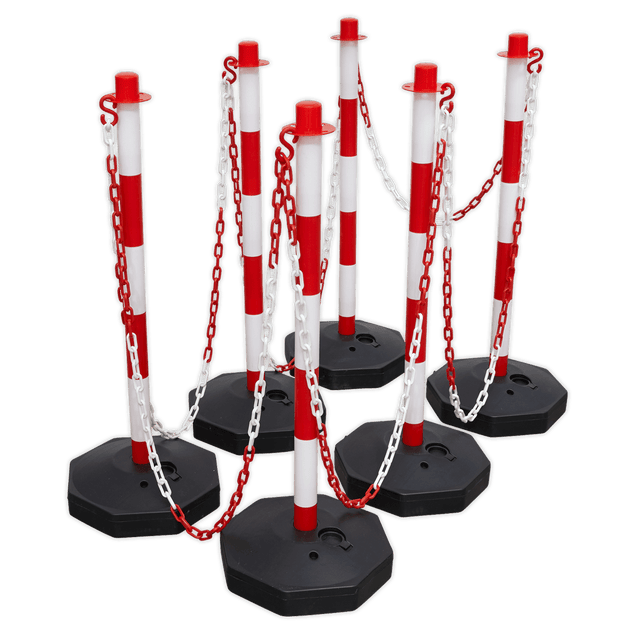 Sealey RWSBKIT Post & Chain Kit 25m - Red/White - RWSBKIT - Sealey Tools UK - Trade Counter Direct