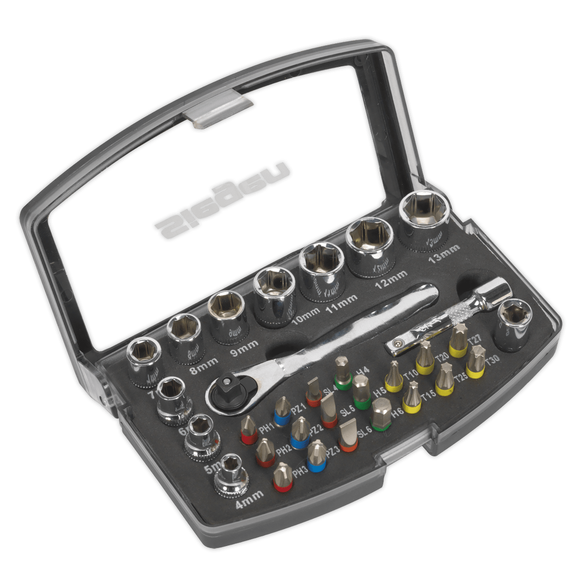 Sealey S01036 Socket & Bit Set 31pc 1/4"Sq Drive - S01036 - Sealey Tools UK - Trade Counter Direct