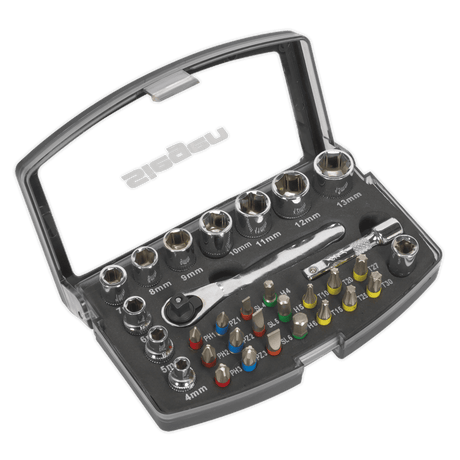 Sealey S01036 Socket & Bit Set 31pc 1/4"Sq Drive - S01036 - Sealey Tools UK - Trade Counter Direct