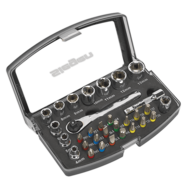 Sealey S01036 Socket & Bit Set 31pc 1/4"Sq Drive - S01036 - Sealey Tools UK - Trade Counter Direct