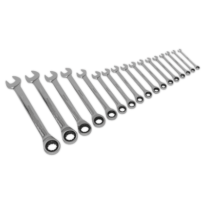 Sealey S01156 Combination Ratchet Spanner Set 17pc Metric - S01156 - Sealey Tools UK - Trade Counter Direct