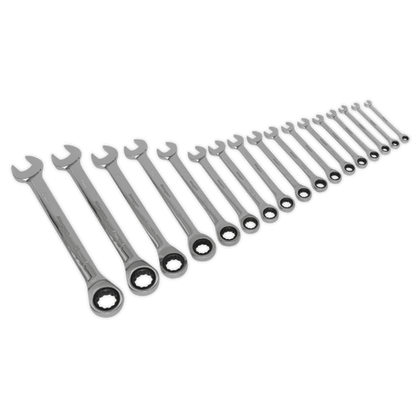 Sealey S01156 Combination Ratchet Spanner Set 17pc Metric - S01156 - Sealey Tools UK - Trade Counter Direct
