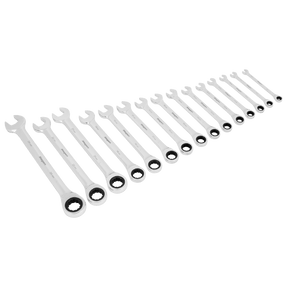 Sealey S01247 Combination Ratchet Spanner Set 15pc Metric - S01247 - Sealey Tools UK - Trade Counter Direct