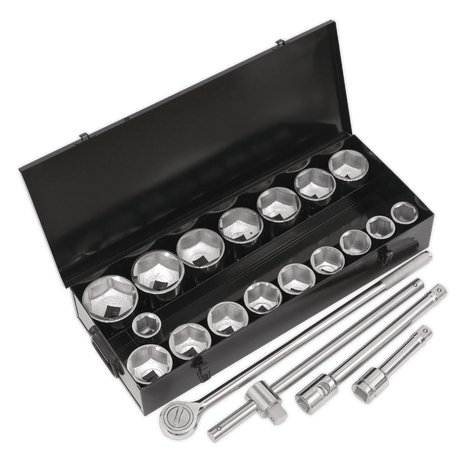 Sealey S0768 Socket Set 21pc 1"Sq Drive 6pt WallDrive® Metric - S0768 - Sealey Tools UK - Trade Counter Direct